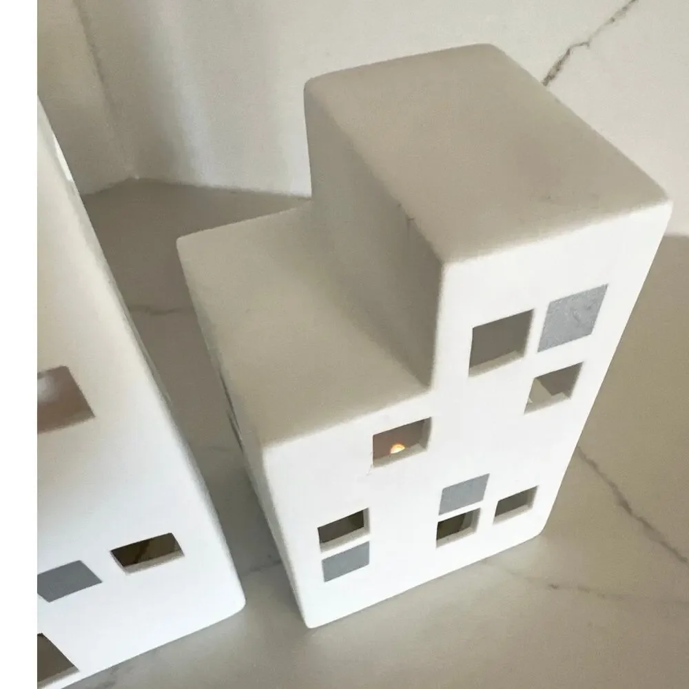 Unique Ceramic Tea Lighthouses Set of 2, Inspired by Kahler Urbania